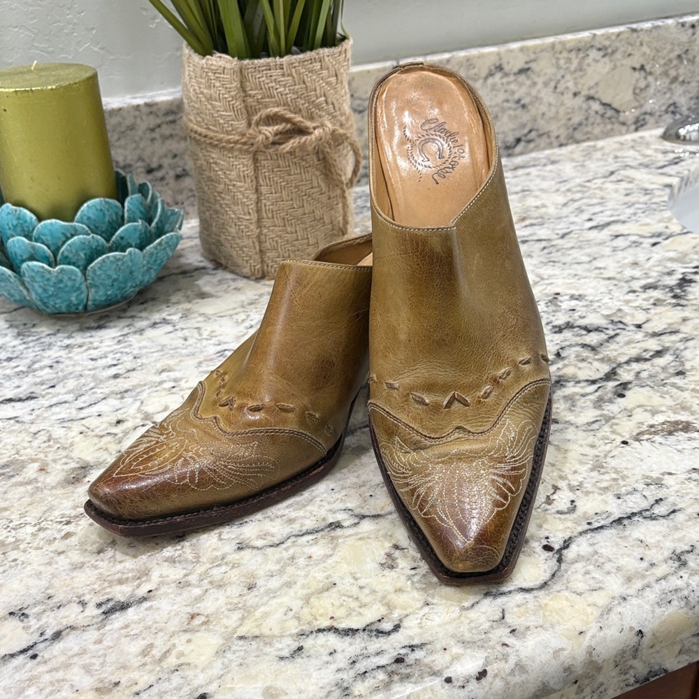 Women's Tan Leather Mules by Charlie Horse